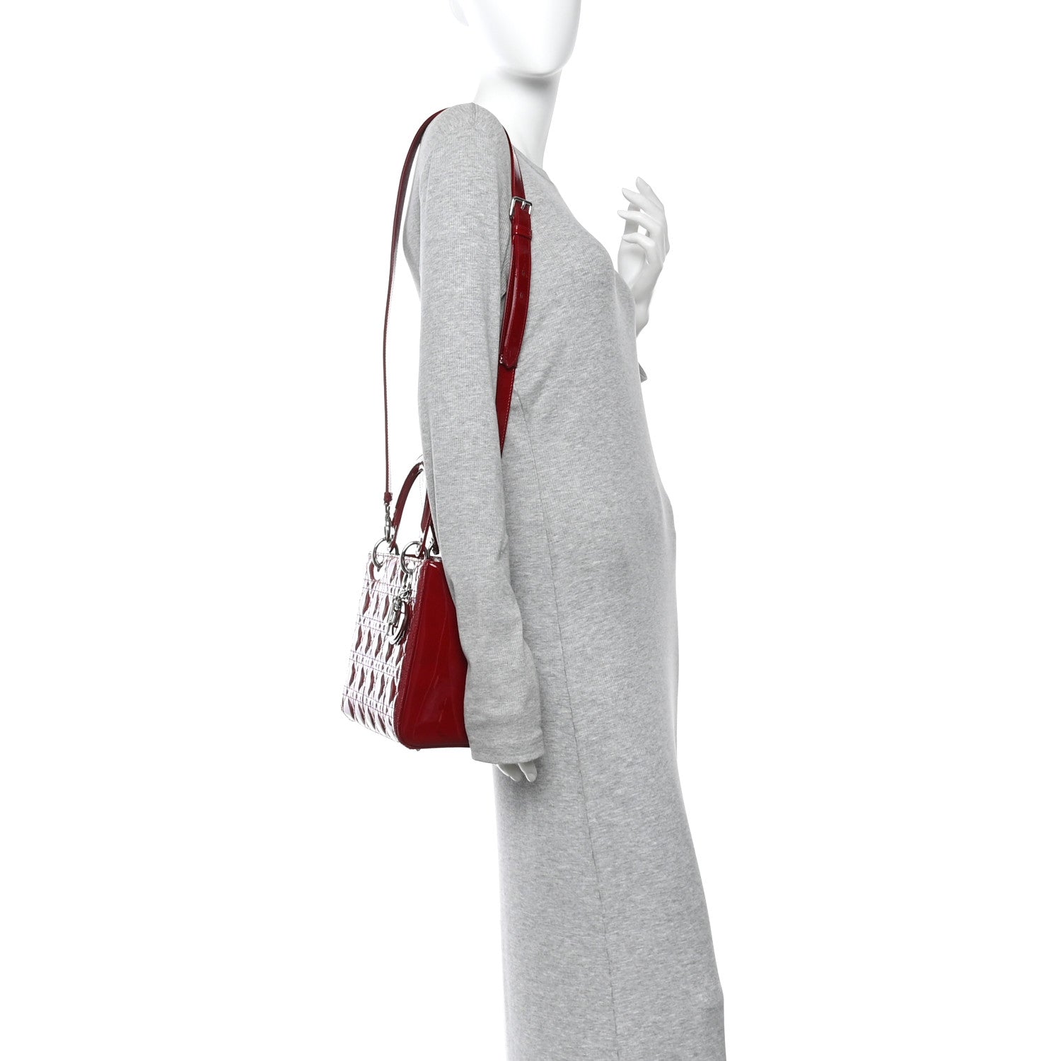 Patent Cannage Medium Lady Dior Red