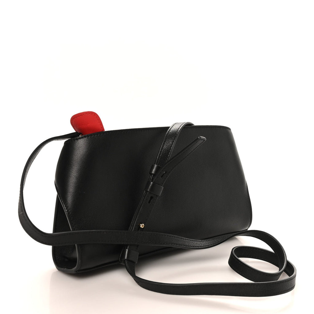 Calfskin Mini Hug Crossbody Bag Black Flame Red