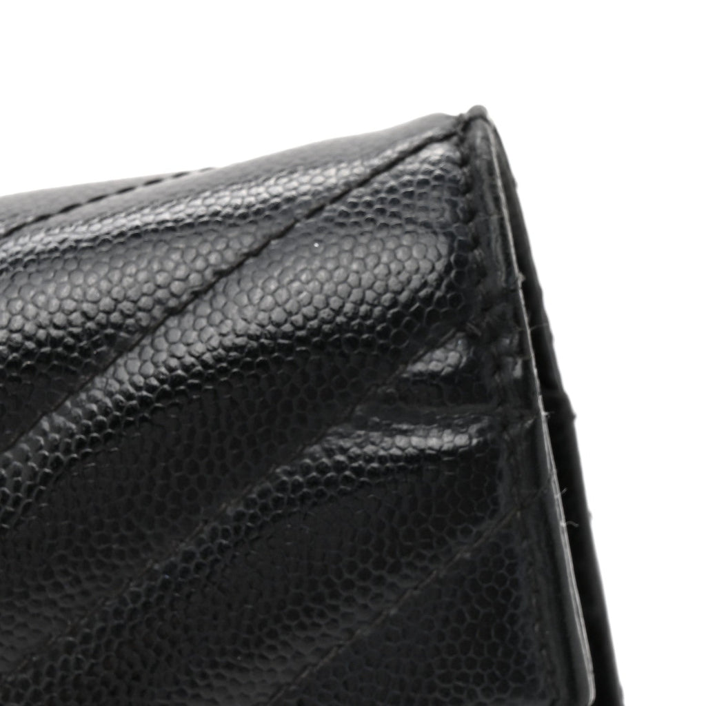 Grain De Poudre Matelasse Chevron Monogram Chain Wallet Black