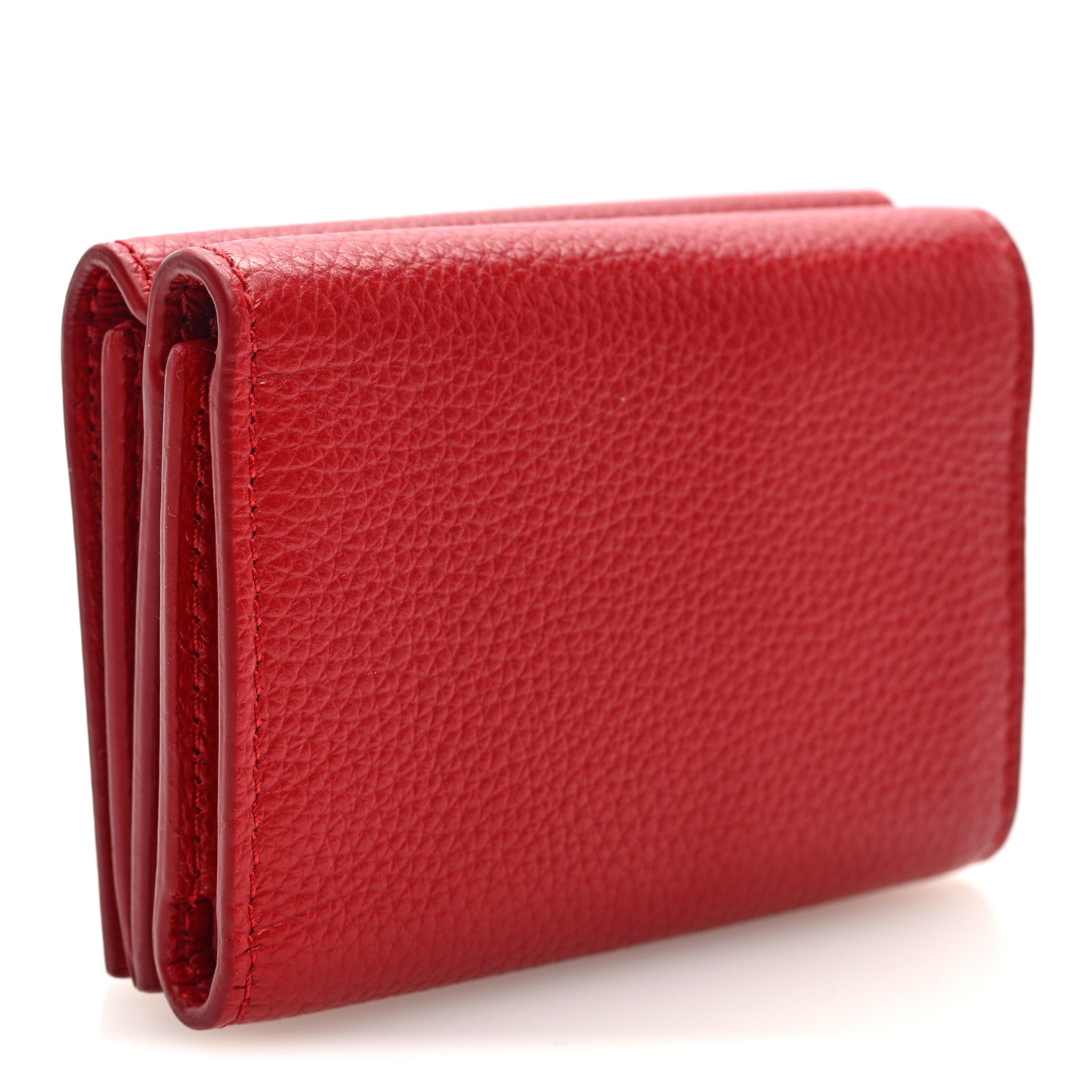 Chevre Gold Hardware City Mini Wallet Red