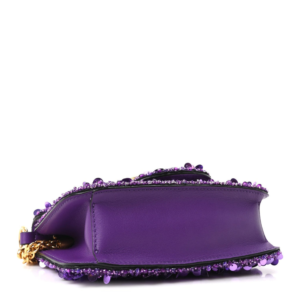 Sequin Crystal Vlogo Embroidered Small Loco Shoulder Bag Astral Purple