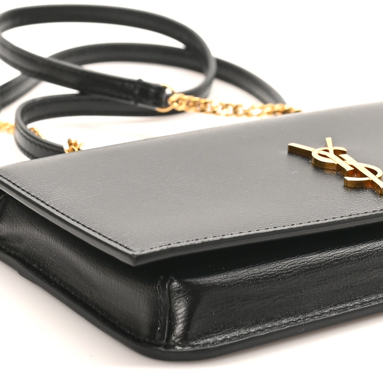 Grained Calfskin Monogram Phone Holder Crossbody Black