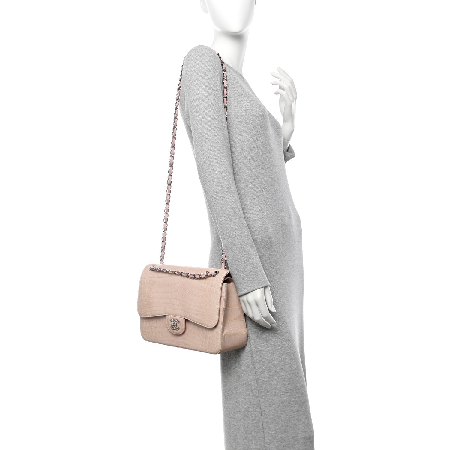 Alligator Jumbo Double Flap Light Pink