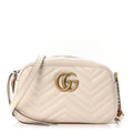 Calfskin Matelasse Small GG Marmont Chain Shoulder Bag White