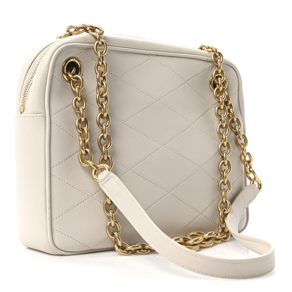 Lambskin Quilted Le Maillon Chain Strap Crossbody Crema Soft