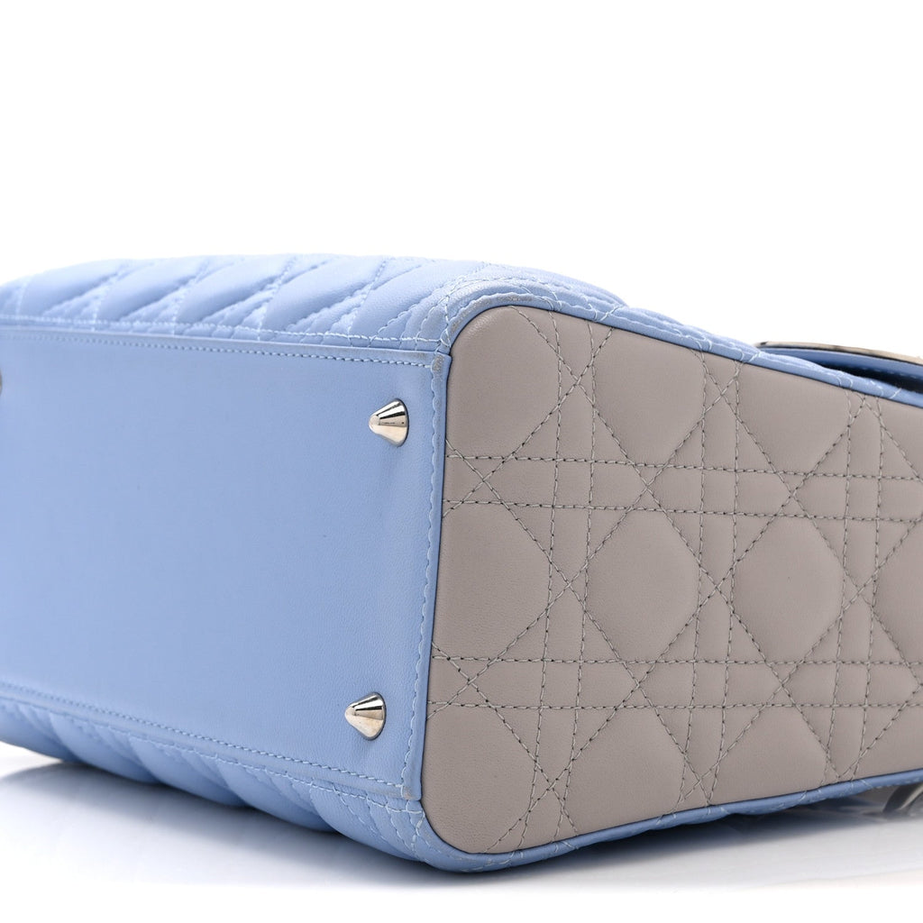 Lambskin Cannage Medium Bi-Color Lady Dior Blue Gray