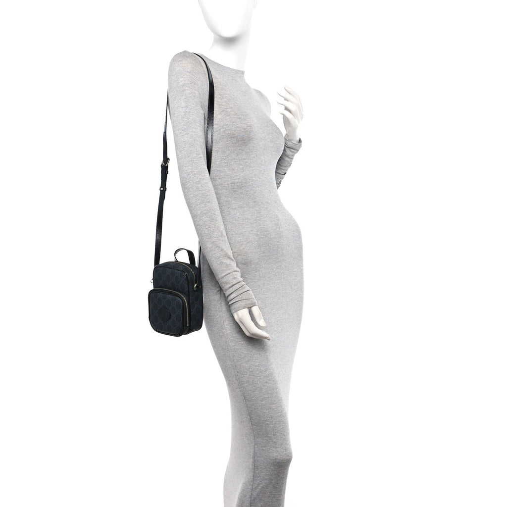 GG Supreme Monogram Azalea Calfskin Mini Retro Interlocking G Bag Black