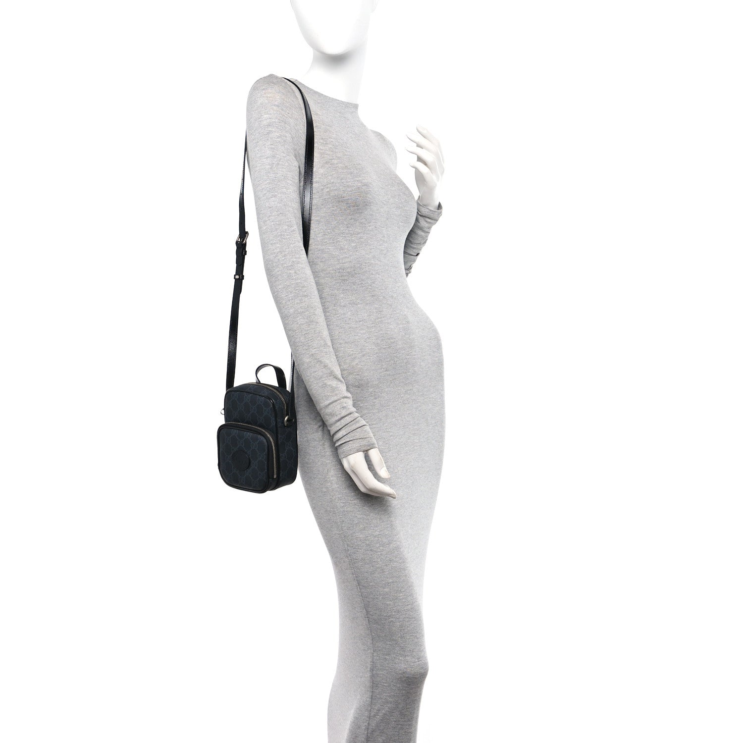 GG Supreme Monogram Azalea Calfskin Mini Retro Interlocking G Bag Black