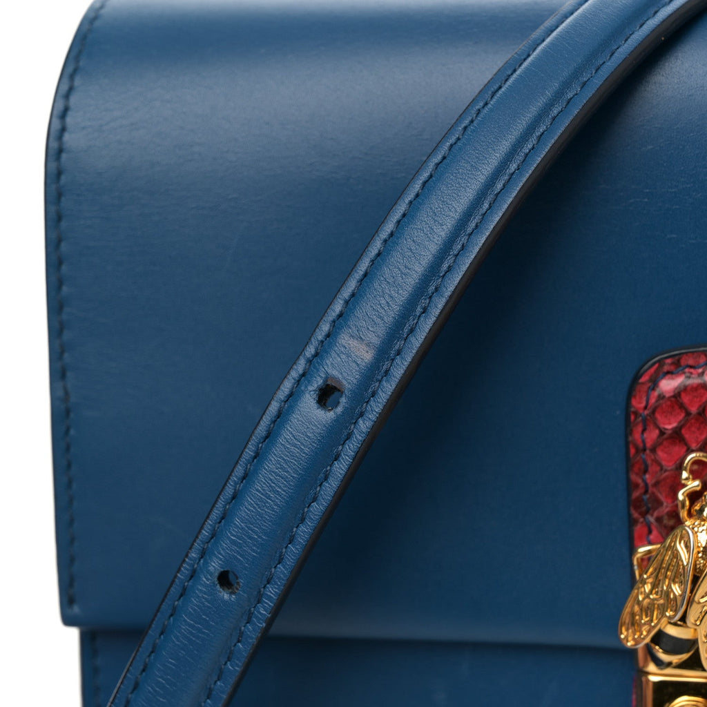 Calfskin Snakeskin Lucia Shoulder Bag Blue Red