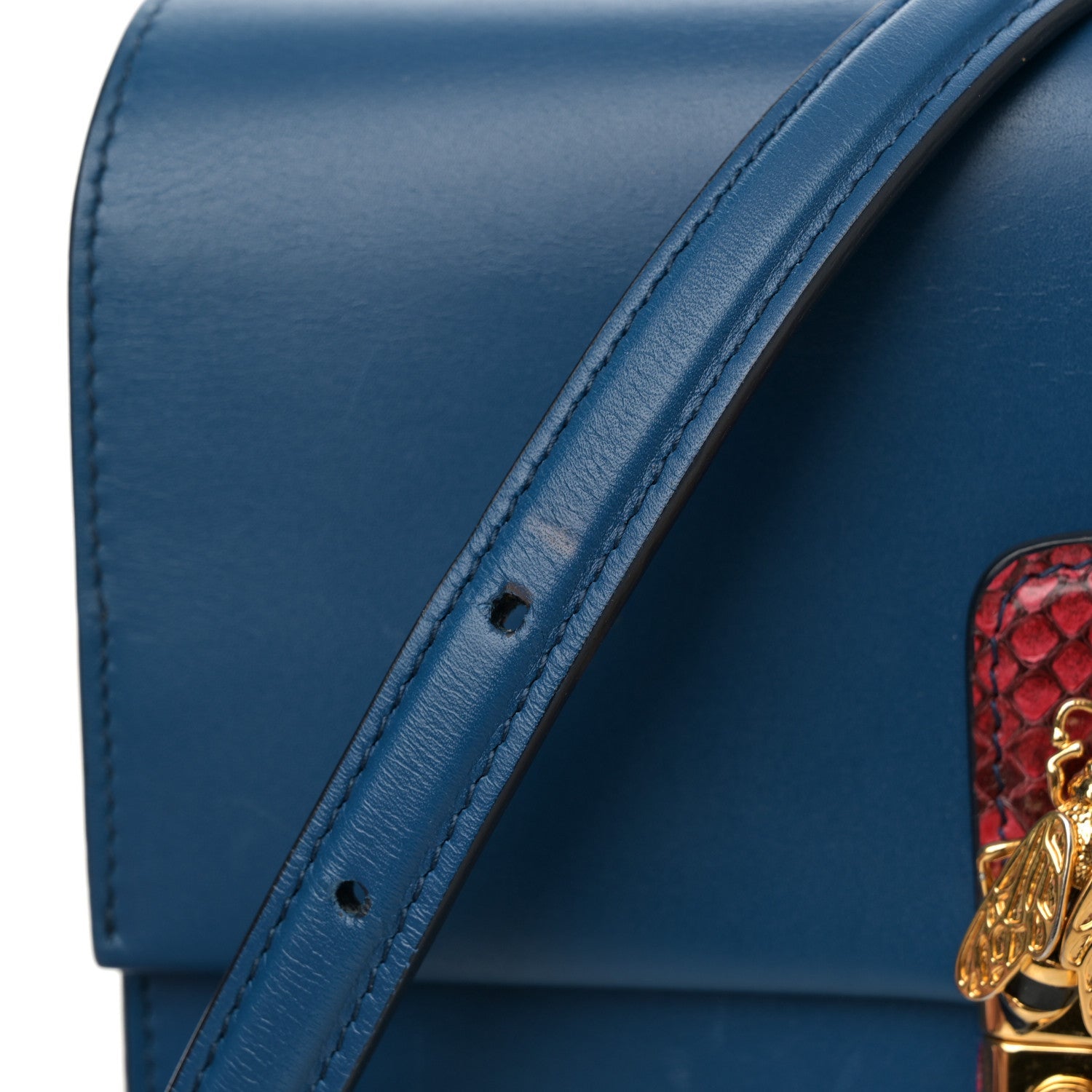 Calfskin Snakeskin Lucia Shoulder Bag Blue Red