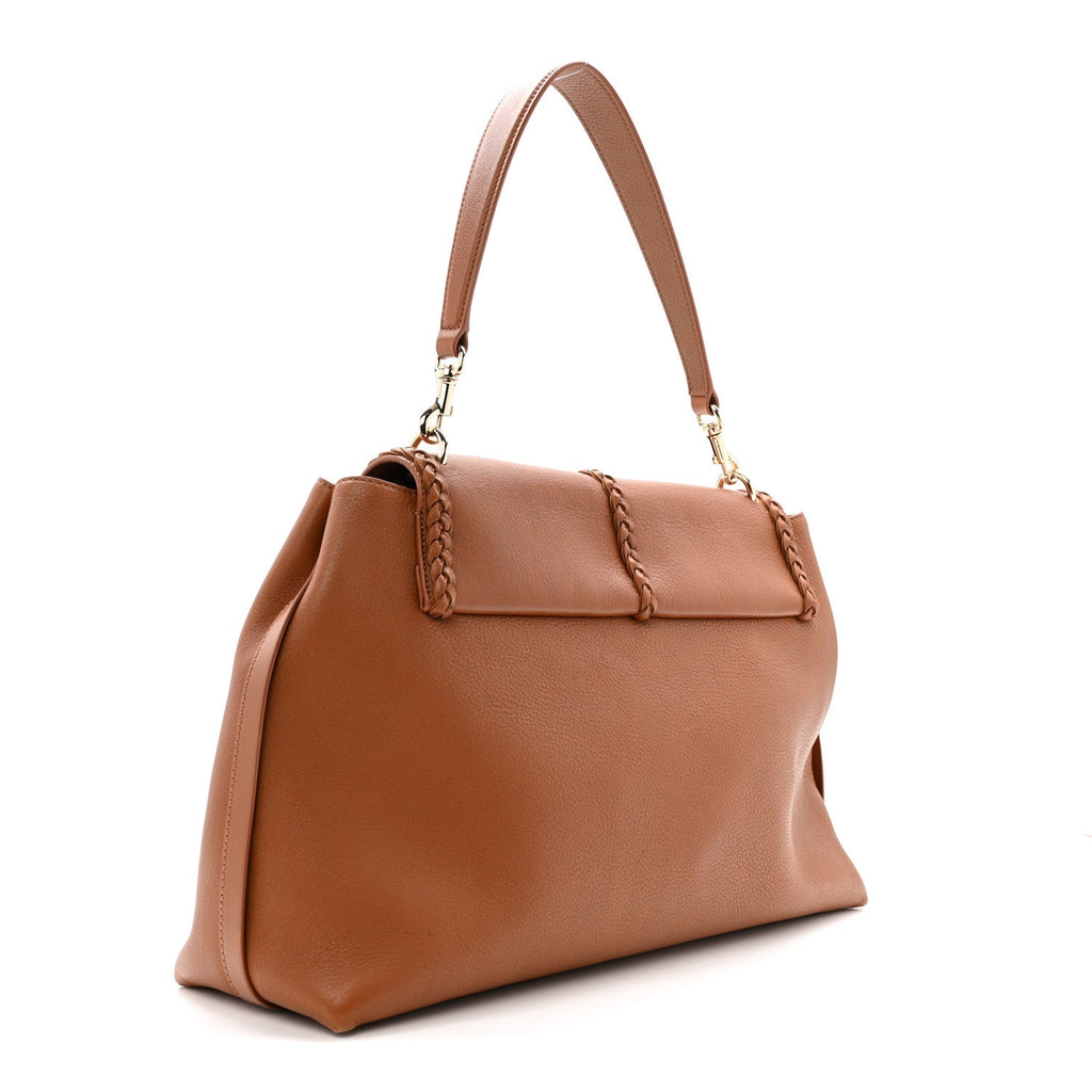 Grained Calfskin Large Penelope Shoulder Bag Caramel
