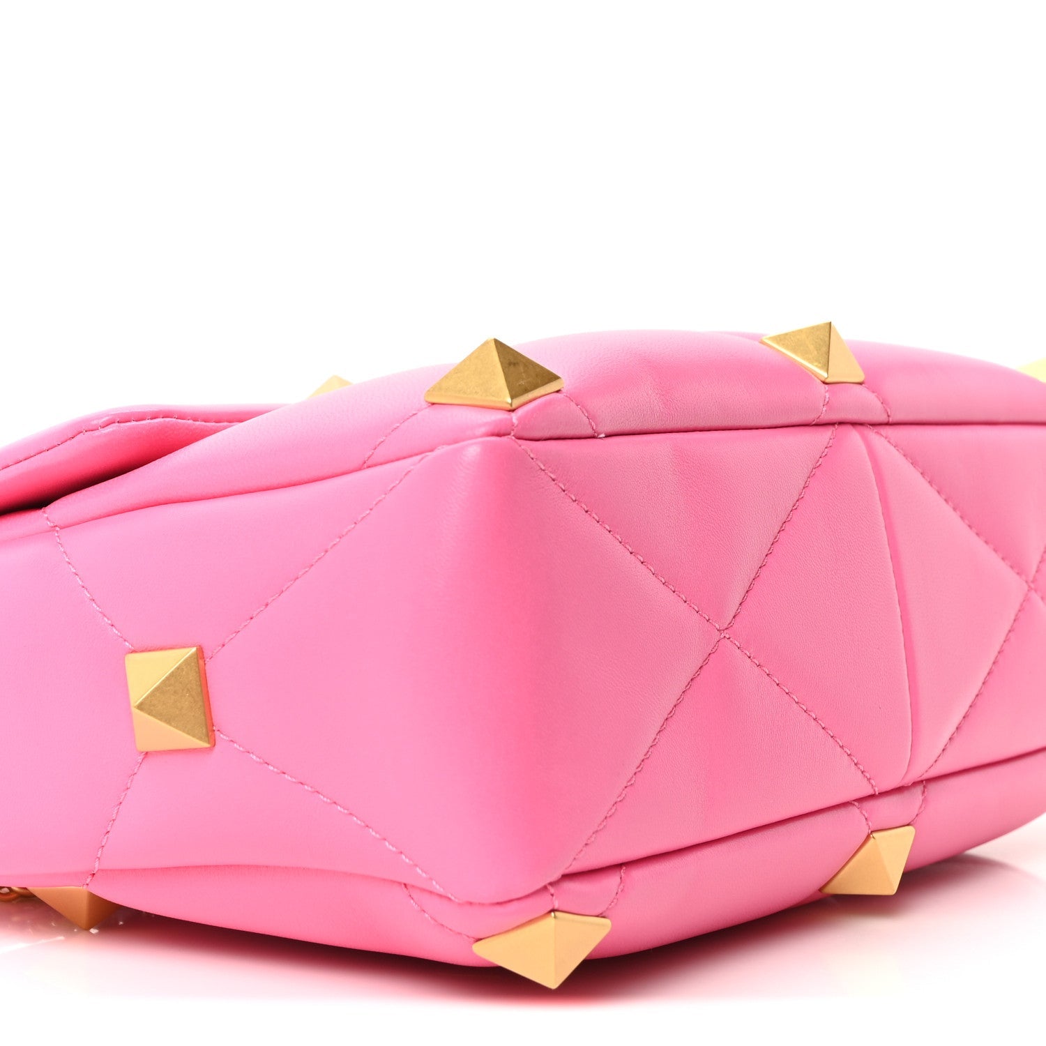 Nappa Large Roman Stud Shoulder Bag Feminine Pink
