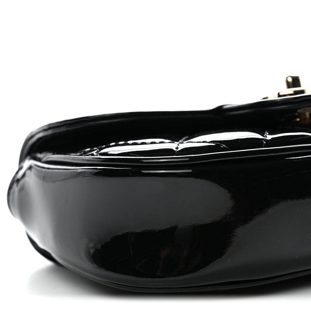 Patent Calfskin Quilted Mini Flap Black