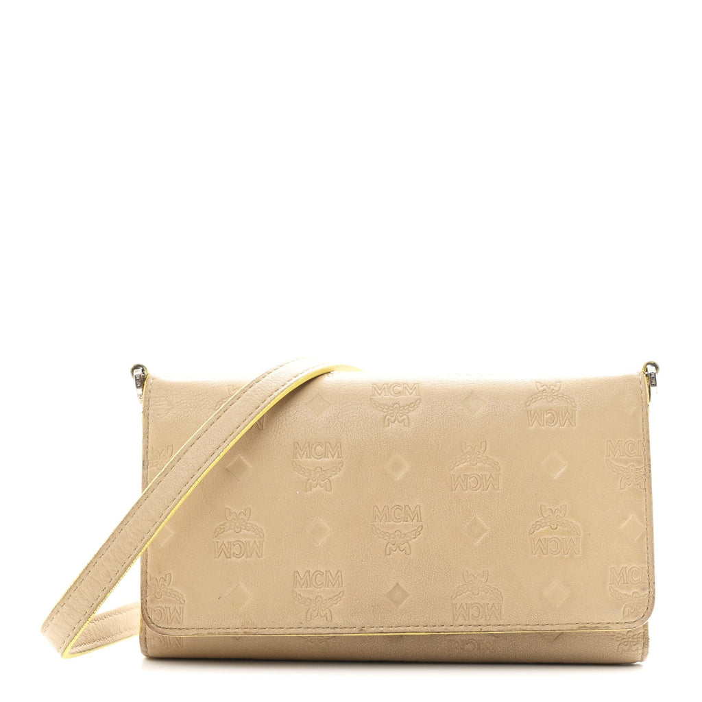 Calfskin Ottomar Klara Tri Fold Phone Wallet On Strap Croissant
