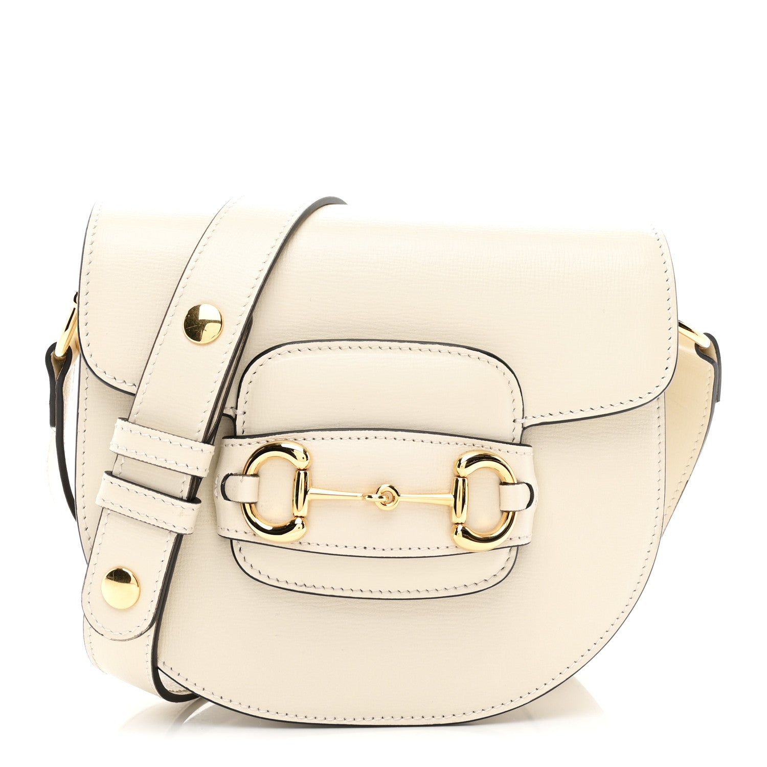 Azalea Calfskin Mini Horsebit 1955 Rounded Shoulder Bag Mystic White