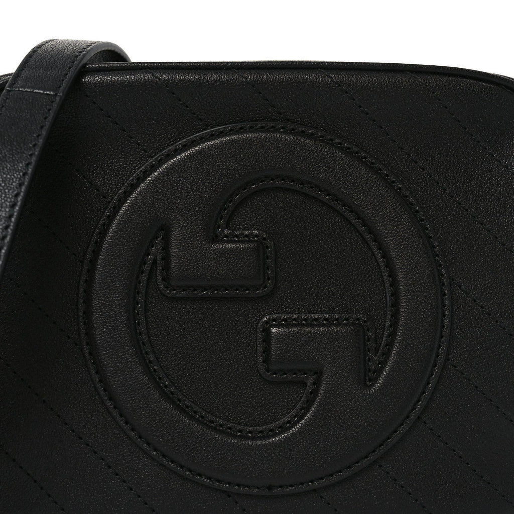 Sakai Be Green Calfskin Diagonal Stitched Small Blondie Shoulder Bag Black