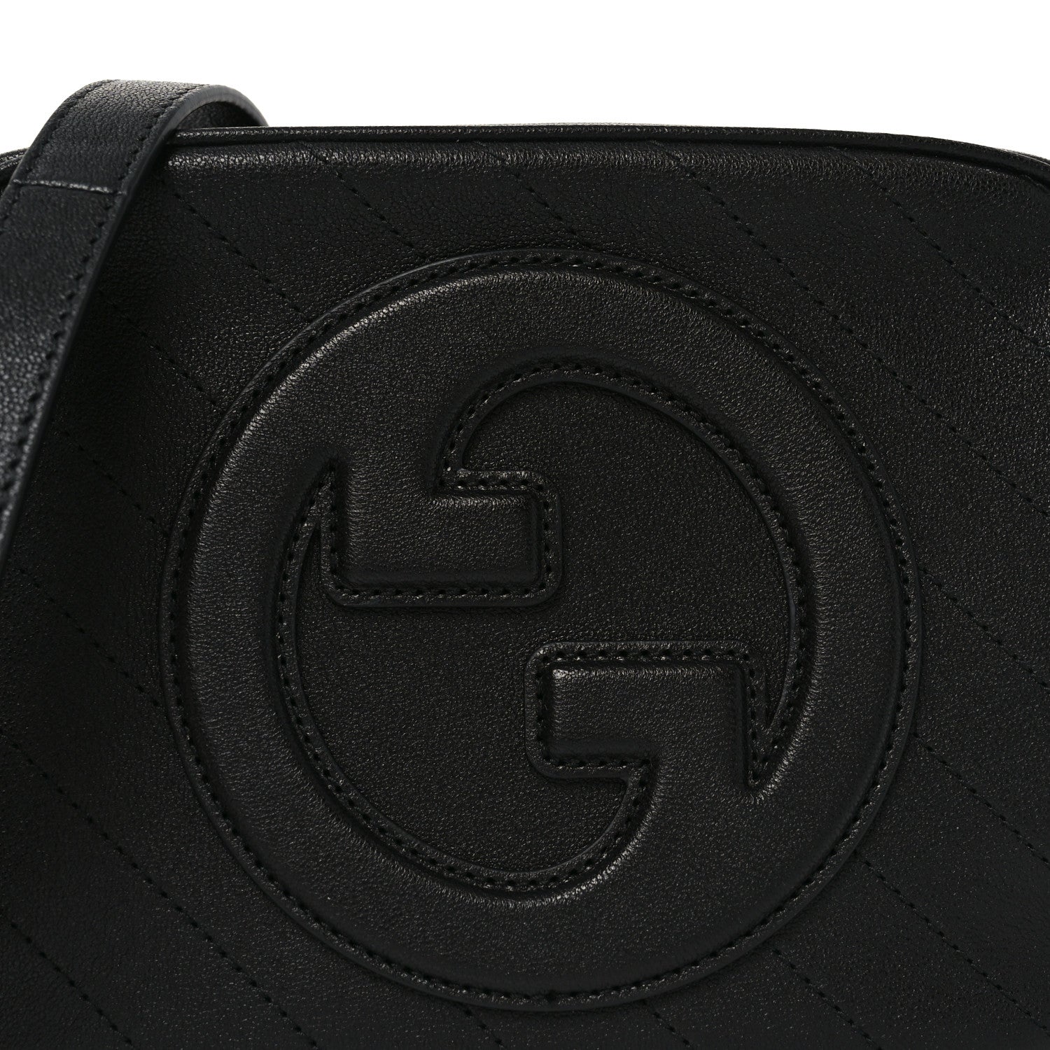 Sakai Be Green Calfskin Diagonal Stitched Small Blondie Shoulder Bag Black
