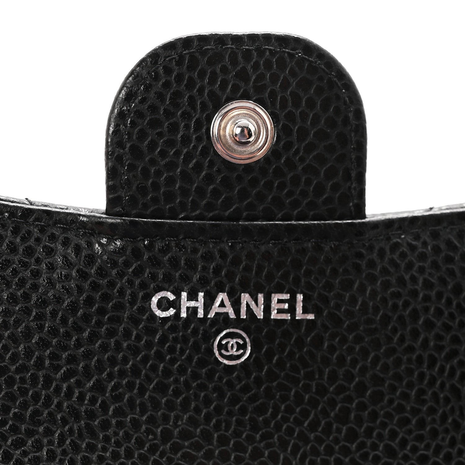 Caviar Quilted Compact Flap Wallet Black