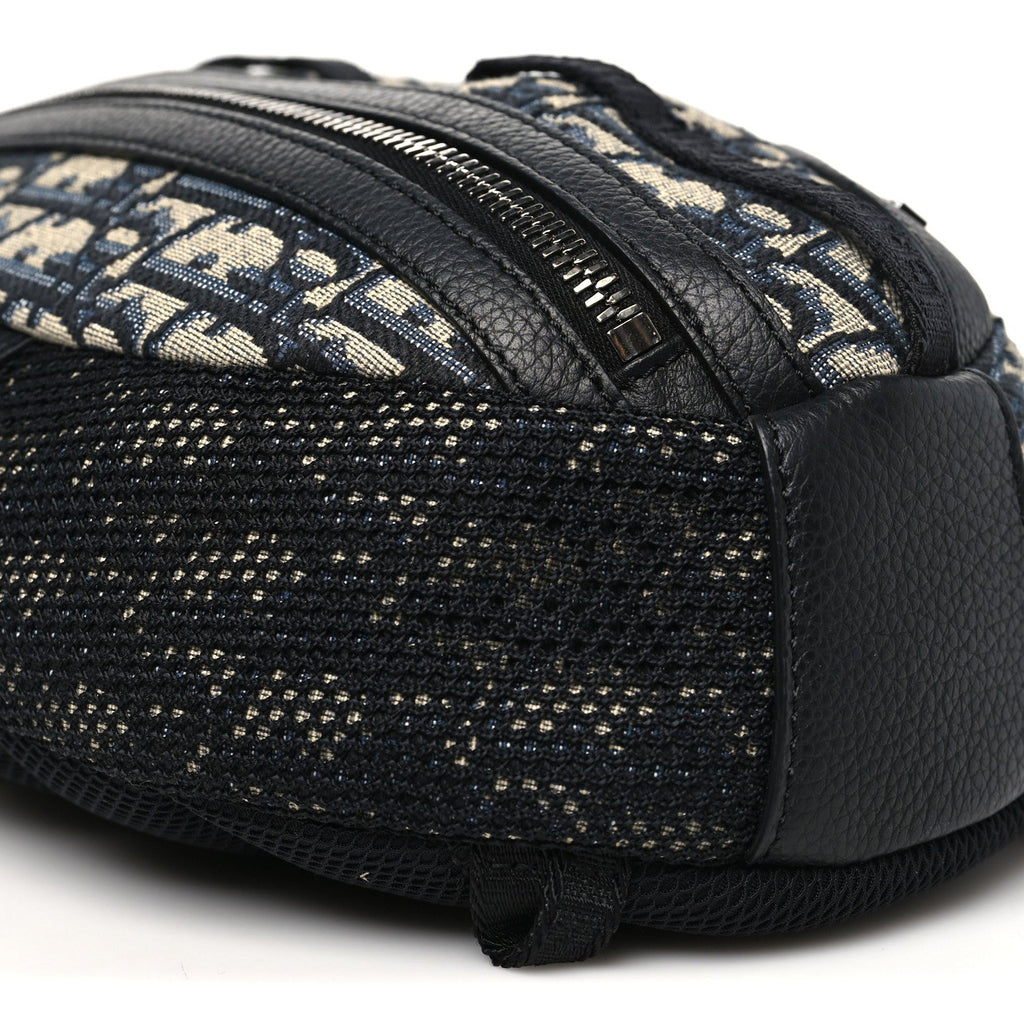 Grained Calfskin Oblique Scarab Sling Bag Blue Black