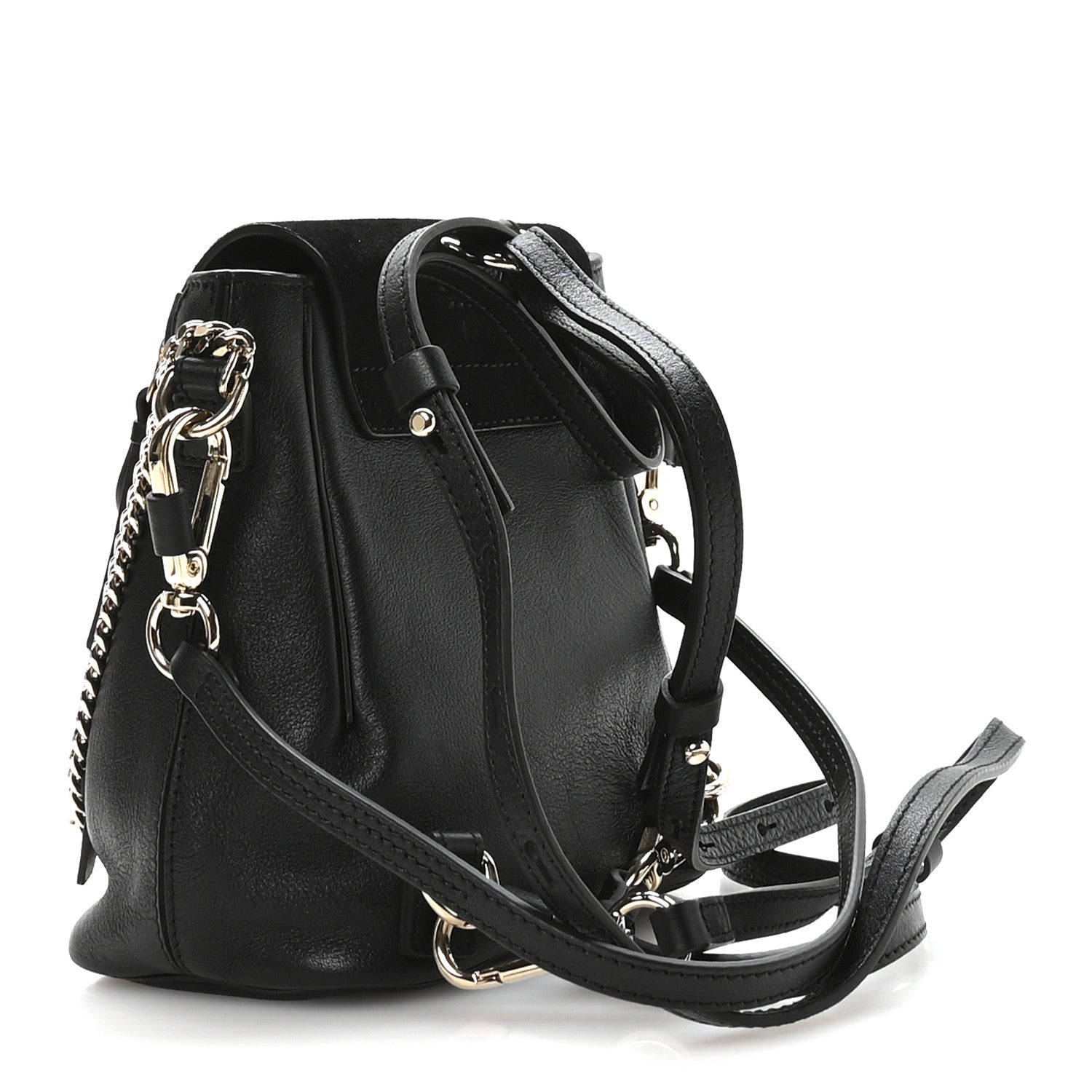 Suede Calfskin Mini Faye Backpack Black