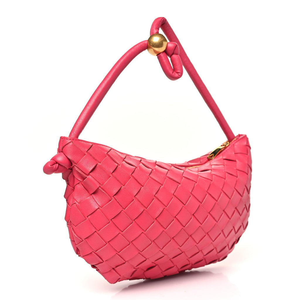 Nappa Intrecciato Small Turn Pouch Cranberry