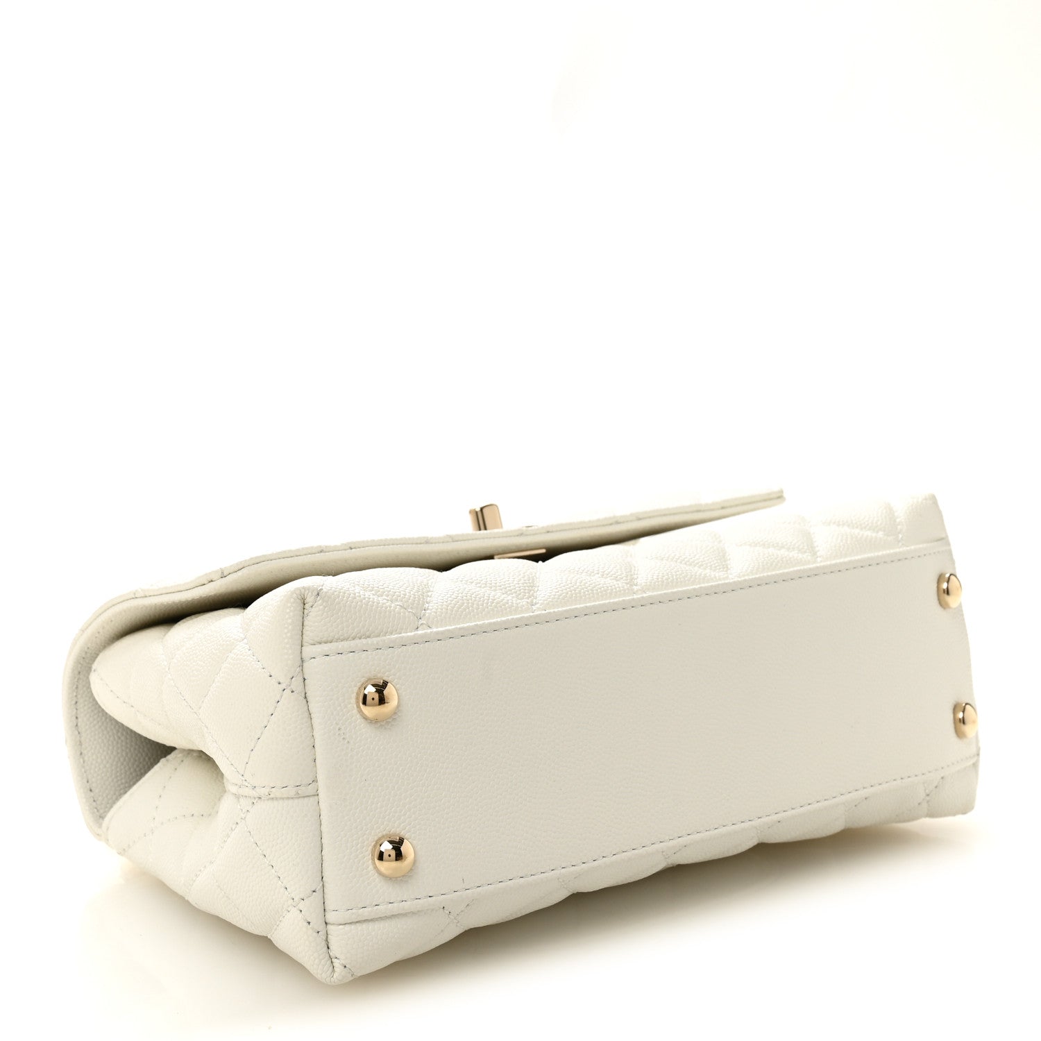 Caviar Quilted Mini Coco Handle Flap White