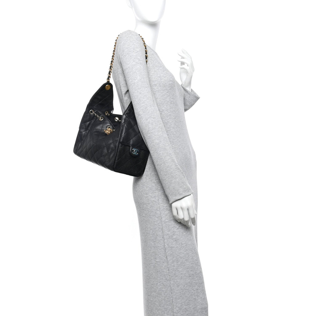 Caviar Quilted Small Chanel 25 Handbag Black