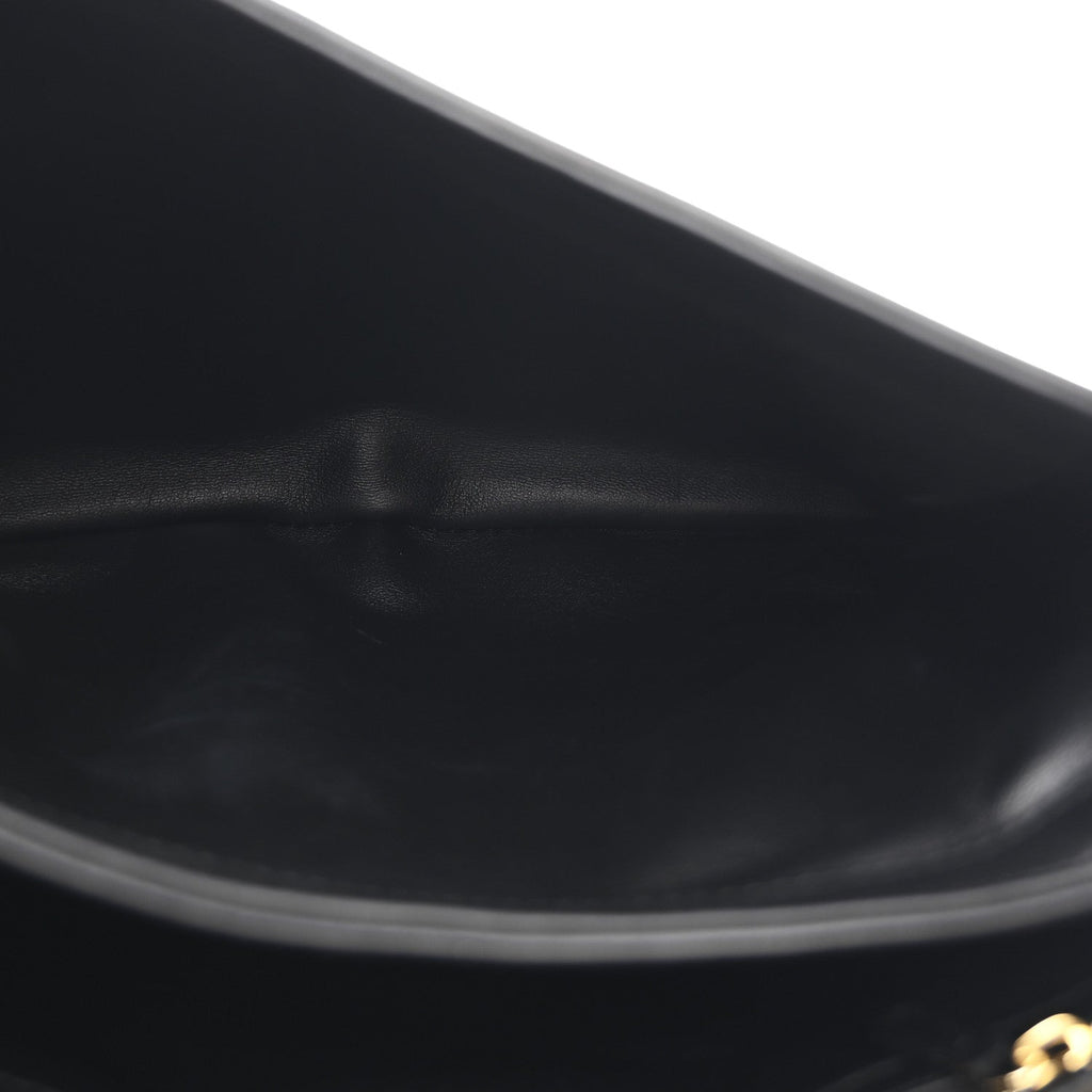 Roxy Calfskin Web Medium Studded Blondie Shoulder Flap Bag Black