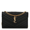 Grain De Poudre Matelasse Chevron Monogram Chain Wallet Black