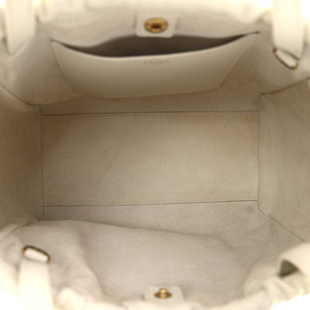 Calfskin Cuir Small Triomphe Cabas Drawstring White