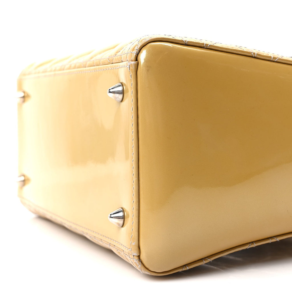 Patent Cannage Medium Lady Dior Beige