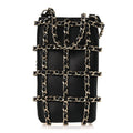 Lambskin Tech Me Out Clutch With Chain Black