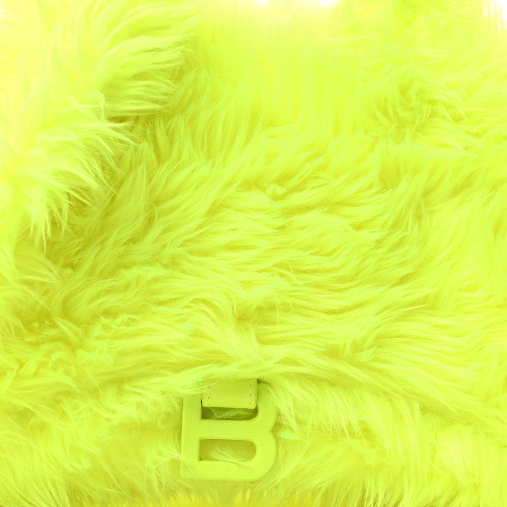 Faux Fur Medium Fluffy Hourglass Top Handle Bag Fluo Yellow