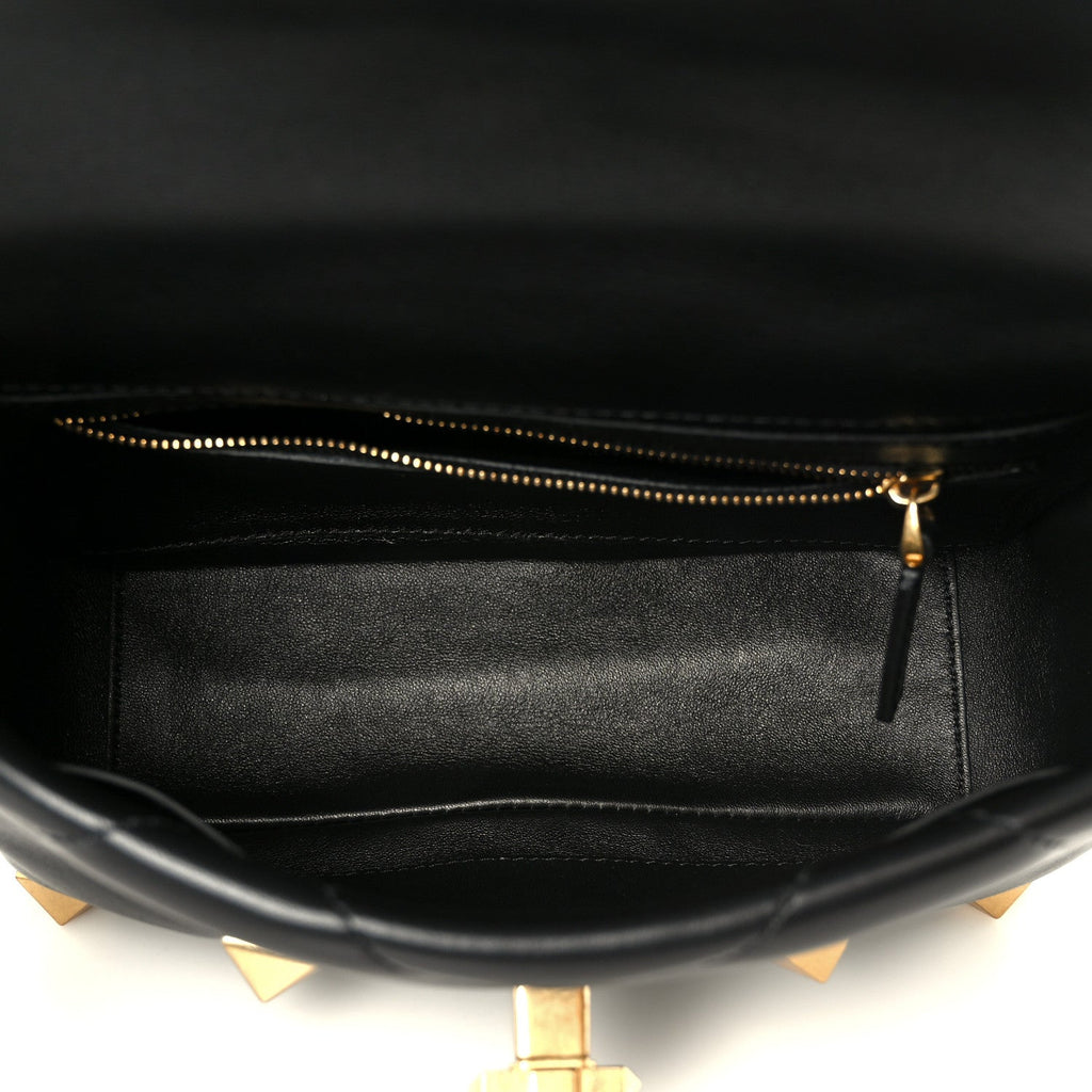 Nappa Medium Roman Stud Shoulder Bag Black