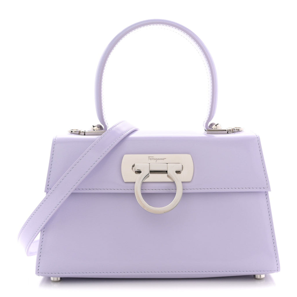 Brushed Off Calfskin Mini Iconic Top Handle Bag New Lavender