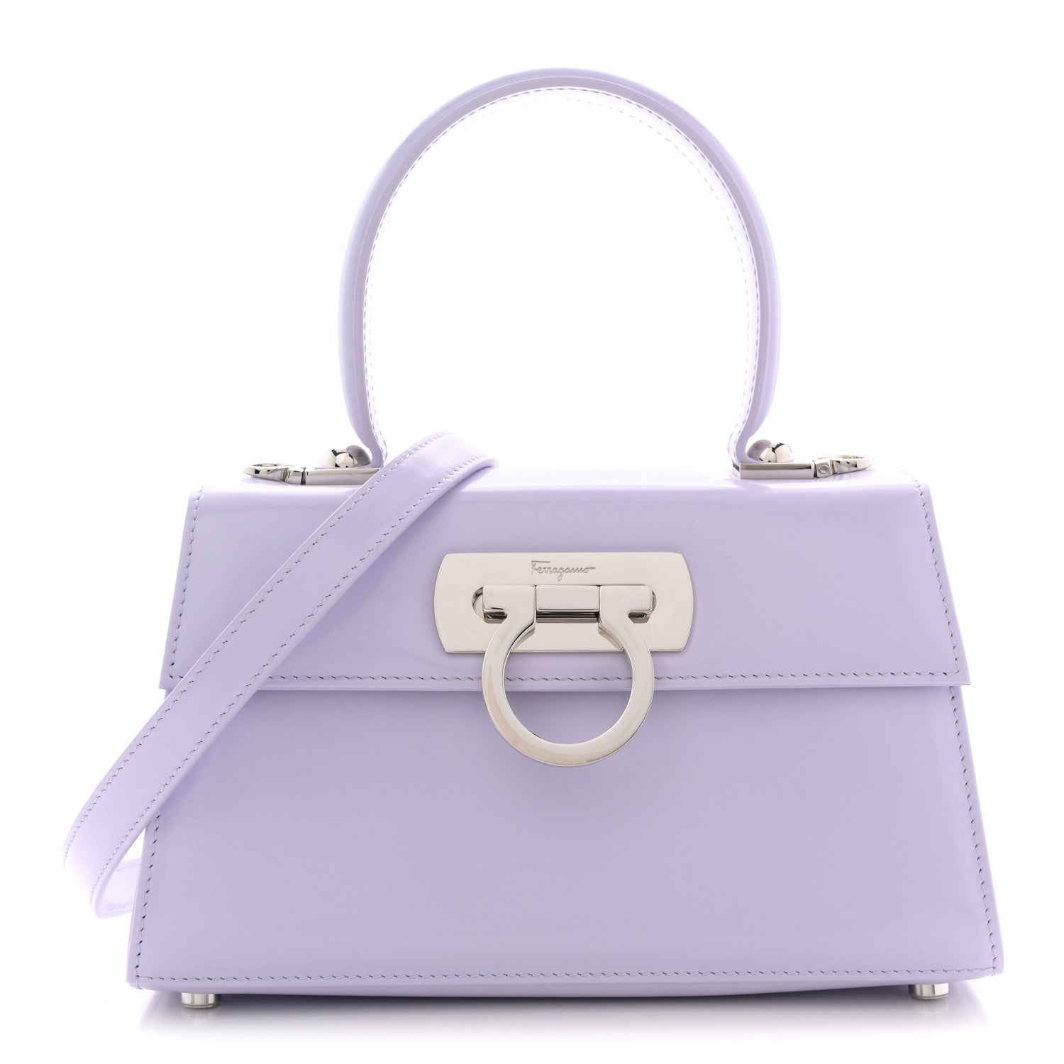 Brushed Off Calfskin Mini Iconic Top Handle Bag New Lavender