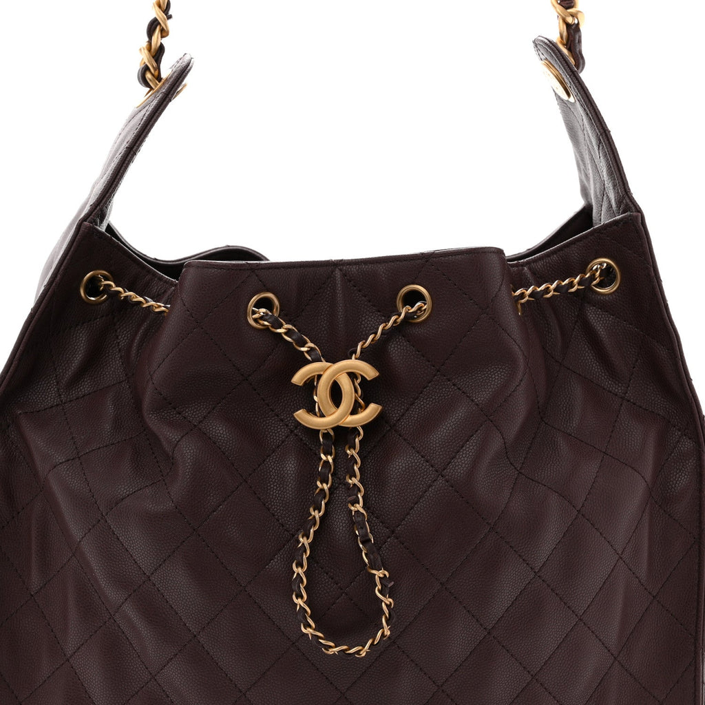Caviar Quilted Medium Chanel 25 Handbag Dark Brown