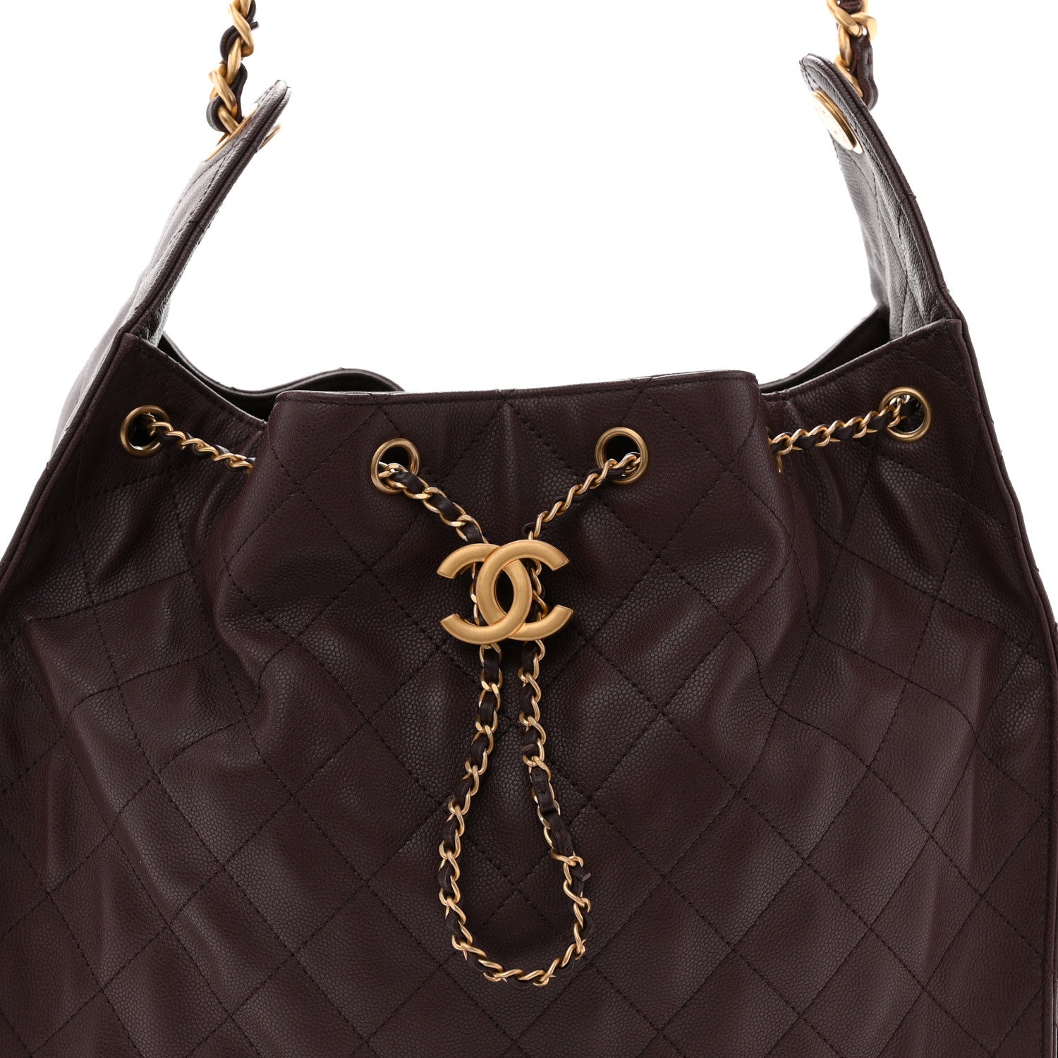 Caviar Quilted Medium Chanel 25 Handbag Dark Brown