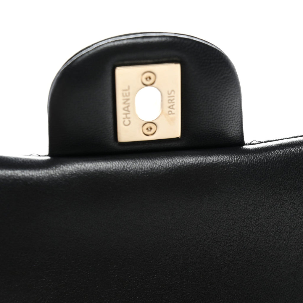Lambskin Quilted Mini Rectangular Flap Black