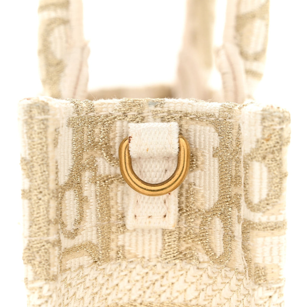 Oblique Mini Book Tote With Strap Gold Multicolor