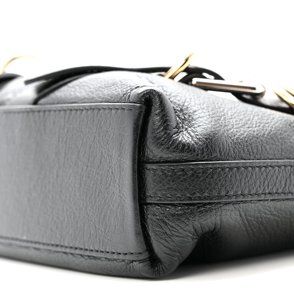 Crinkled Calfskin Small Voyou Bag Black