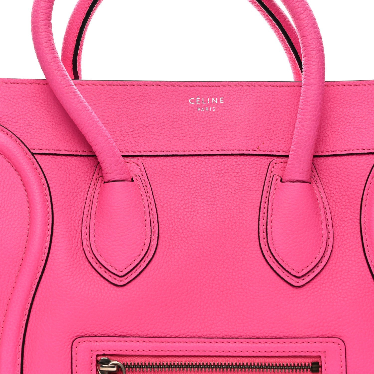 Drummed Calfskin Mini Luggage Fluo Pink