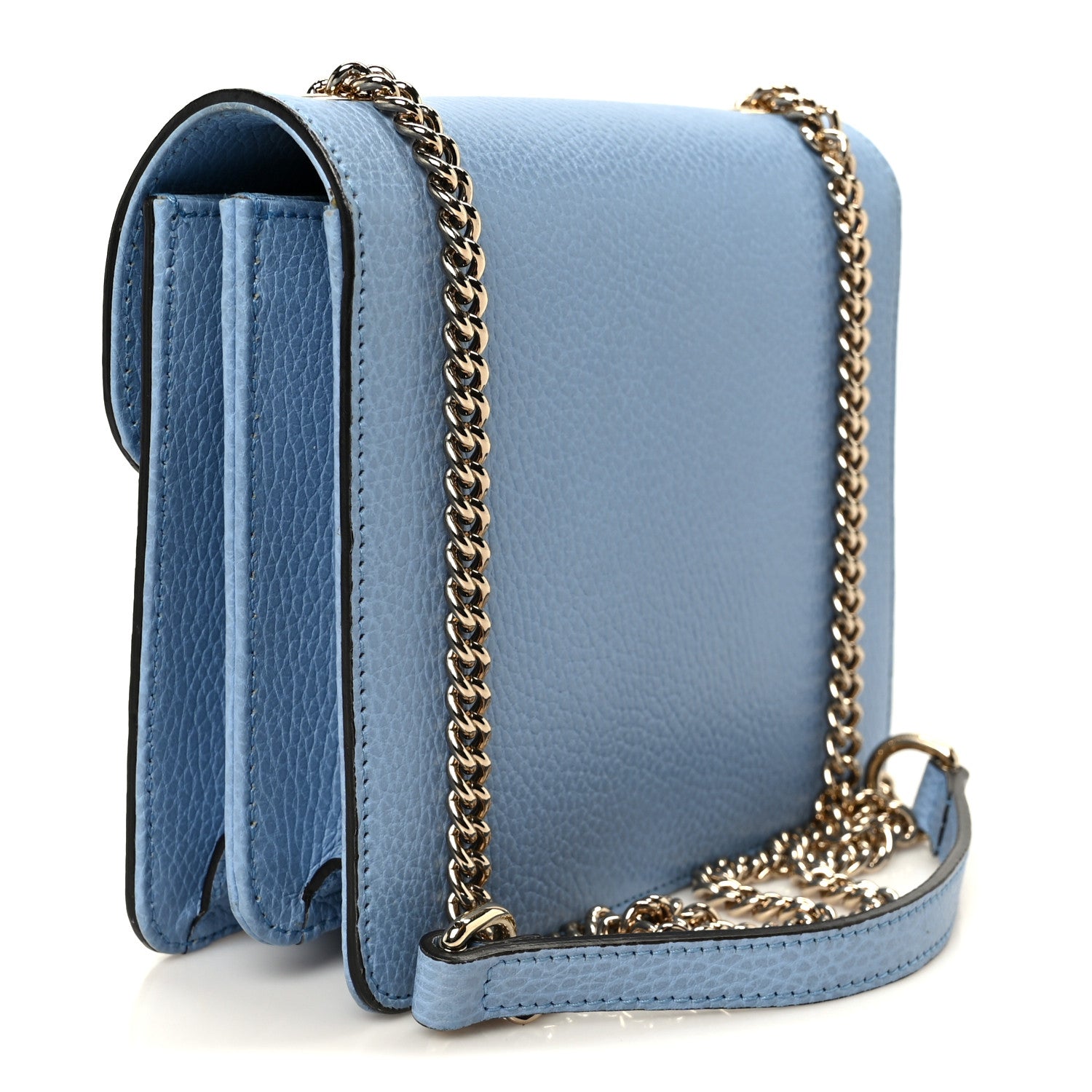 Dollar Calfskin Small Interlocking G Shoulder Bag Mineral Blue