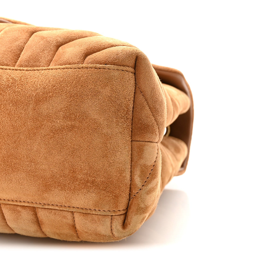 Suede Y Quilted Monogram Medium Loulou Chain Satchel Cinnamon