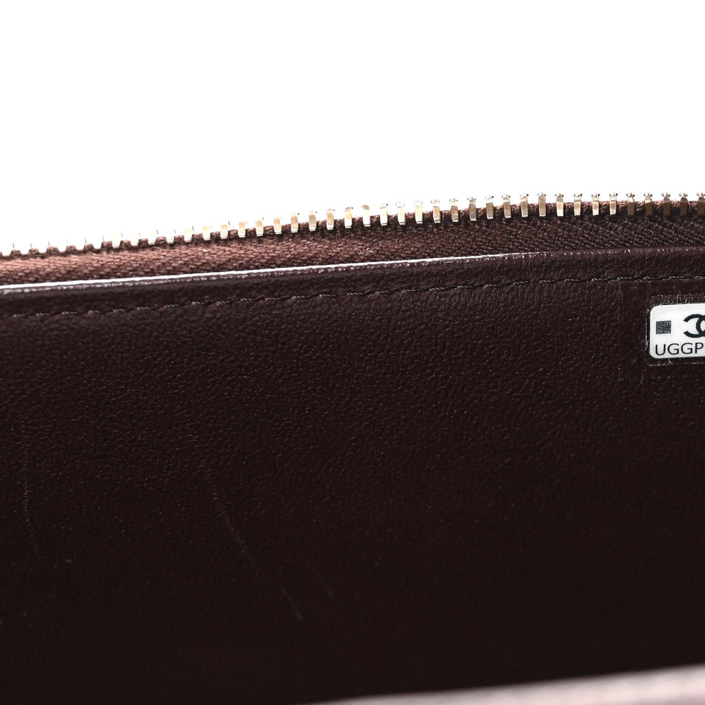 Lambskin Quilted Small Top Handle Vanity Case With Chain Dark Brown