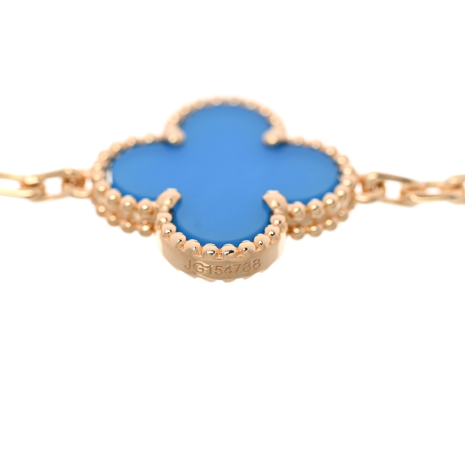 18K Yellow Gold Blue Agate 5 Motifs Vintage Alhambra Bracelet