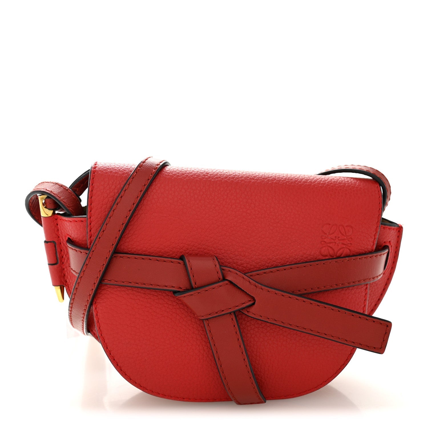 Grained Calfskin Mini Gate Crossbody Bag Scarlet Burnt Red