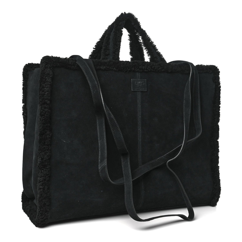 X UGG Suede Shearling Large Shopping Bag Black