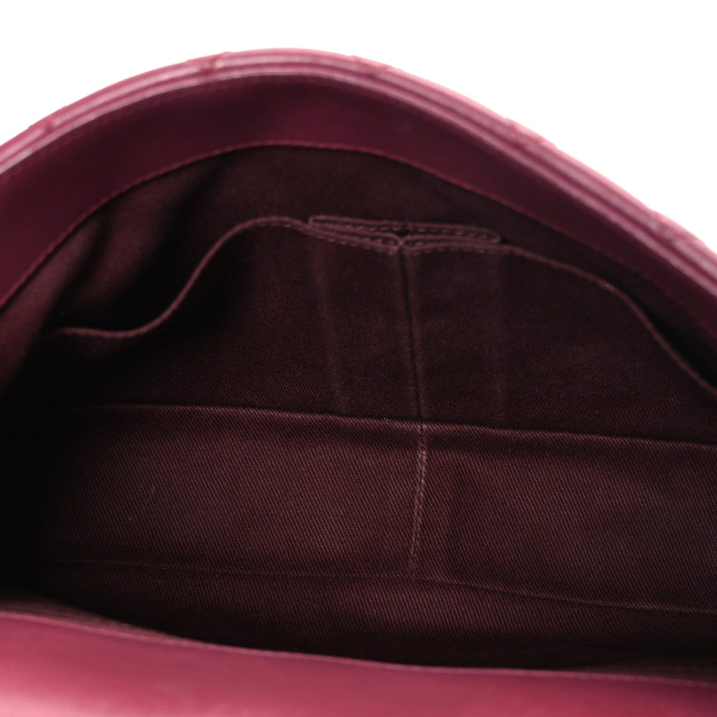 Lambskin Quilted Medium Tri-Color Flap Burgundy Dark Pink