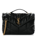 Lambskin Quilted Toy Loulou Puffer Monogram Chain Satchel Black